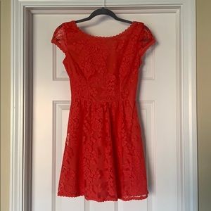 B. Darlin Coral Short Sleeve Lace Dress
